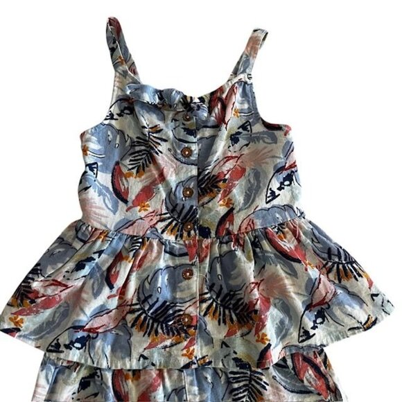 Vince Camuto Girls Tropical Print Two Piece Outfit Size 10 Linen Blend - Picture 2 of 6